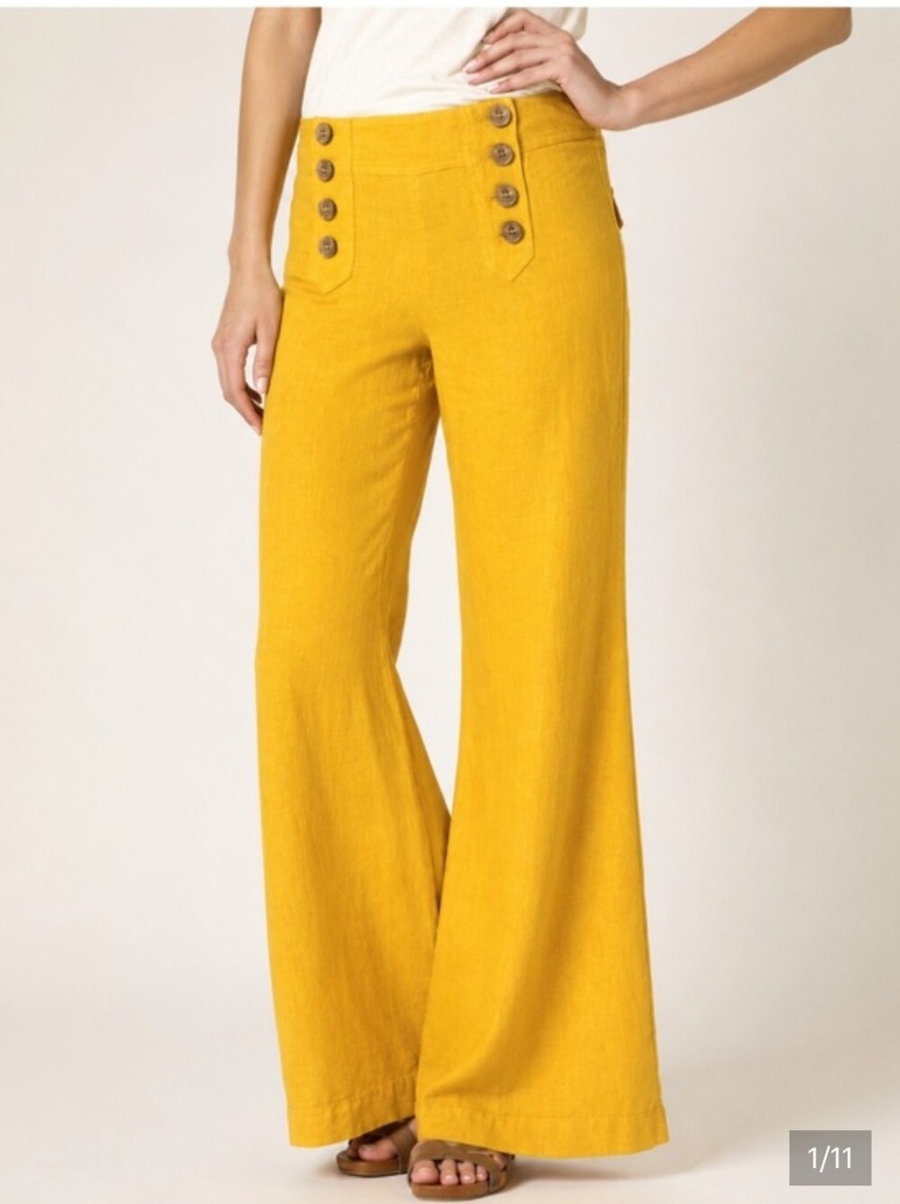 Elevenses Cropped Linen Sailor Pants